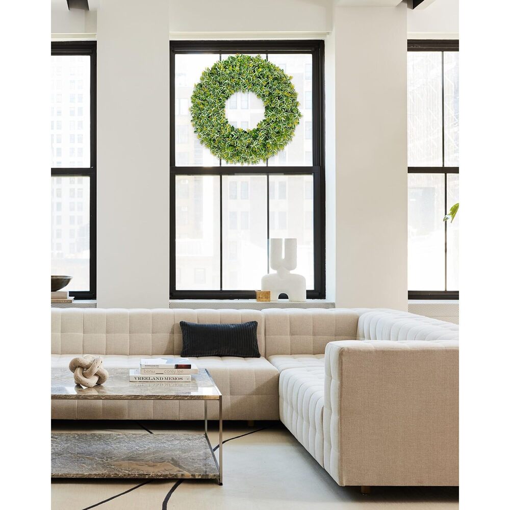 1269 19.5 inch Artificial Boxwood Wreath Front Door, Green Wreath - Picture 4 of 6
